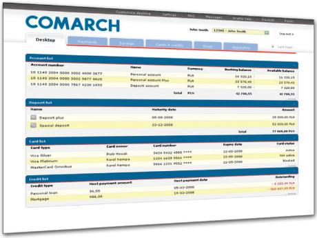Comarch Internet Banking - software for online banking Internet banking system
